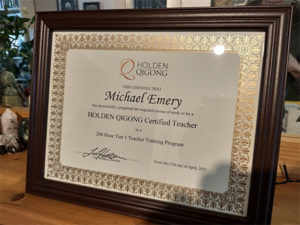 Mike Emery's Holden QiGong Teacher Training Certificate